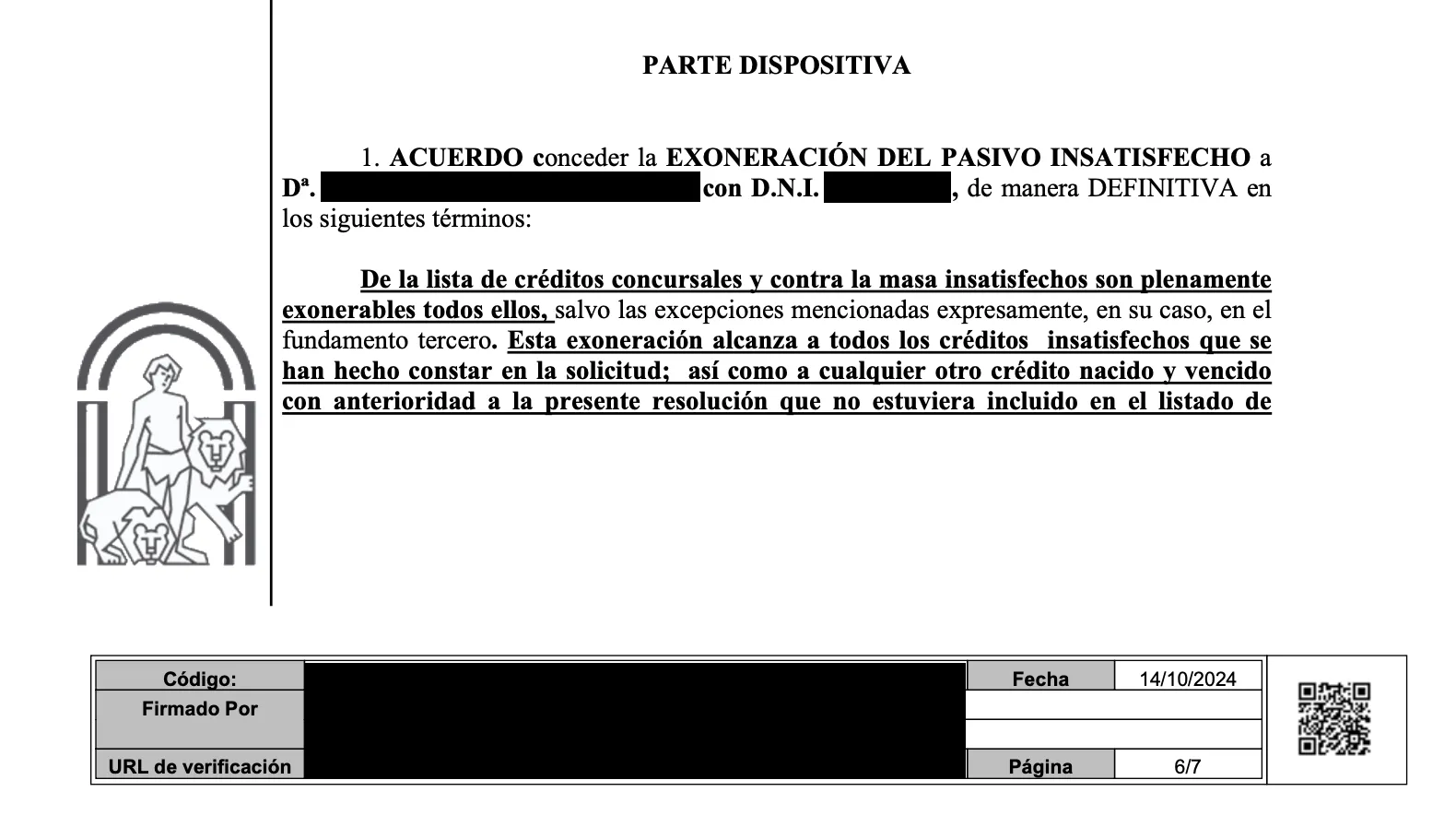 auto de caso de ley segunda oportunidad en malaga