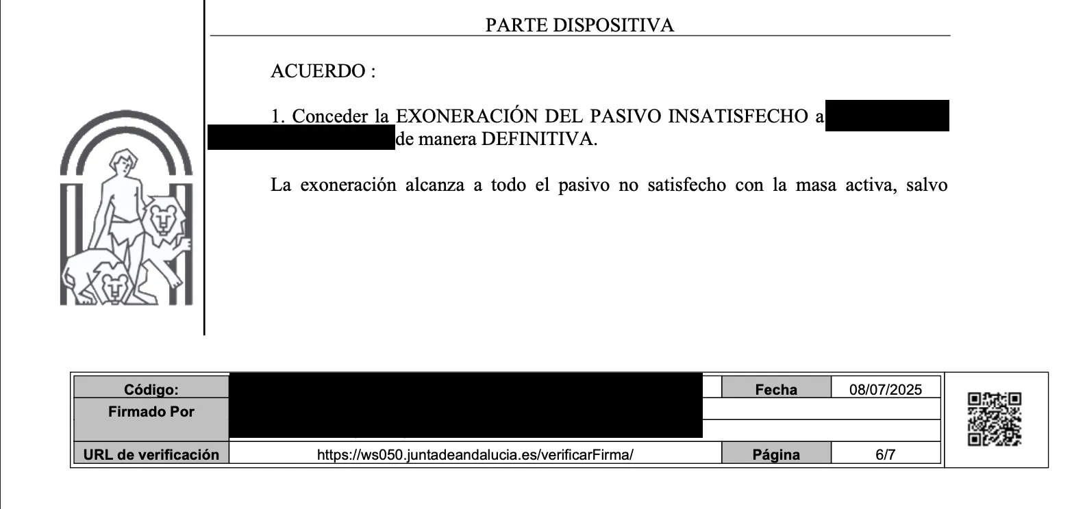 auto de caso de ley segunda oportunidad en malaga
