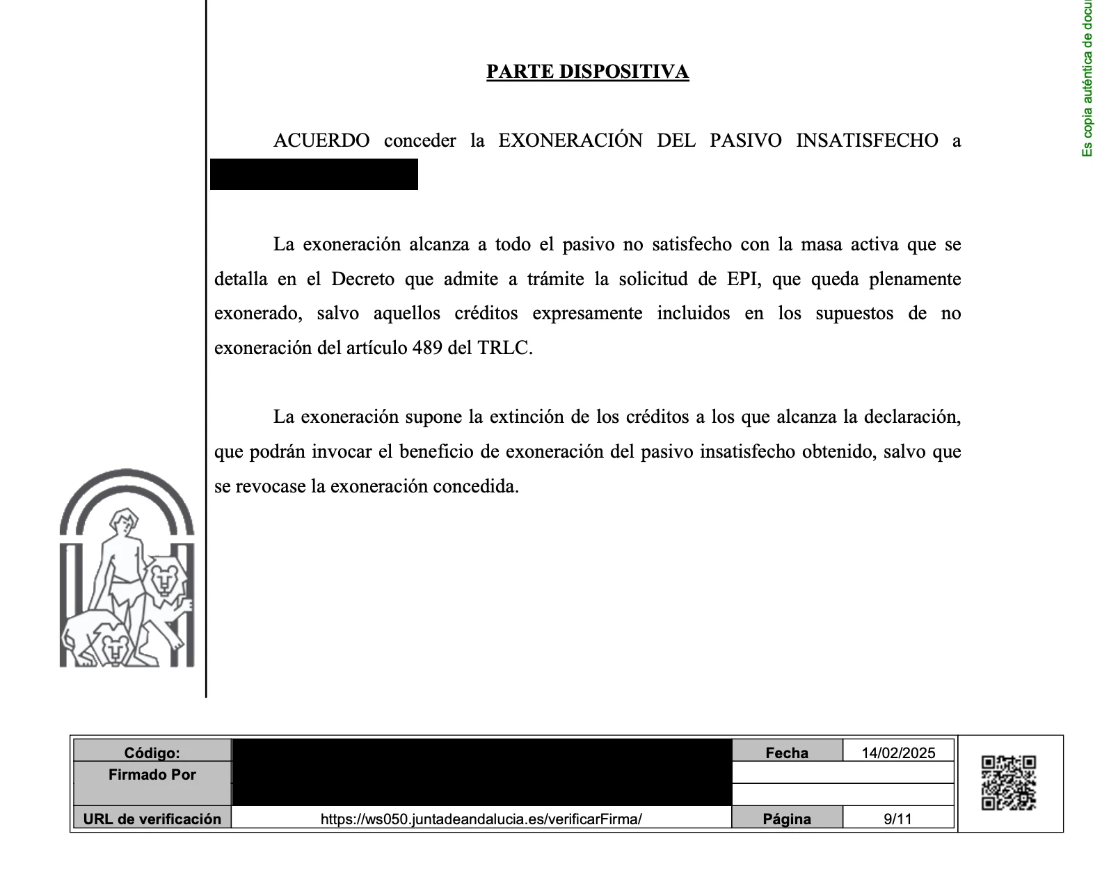 auto de caso de ley segunda oportunidad en malaga