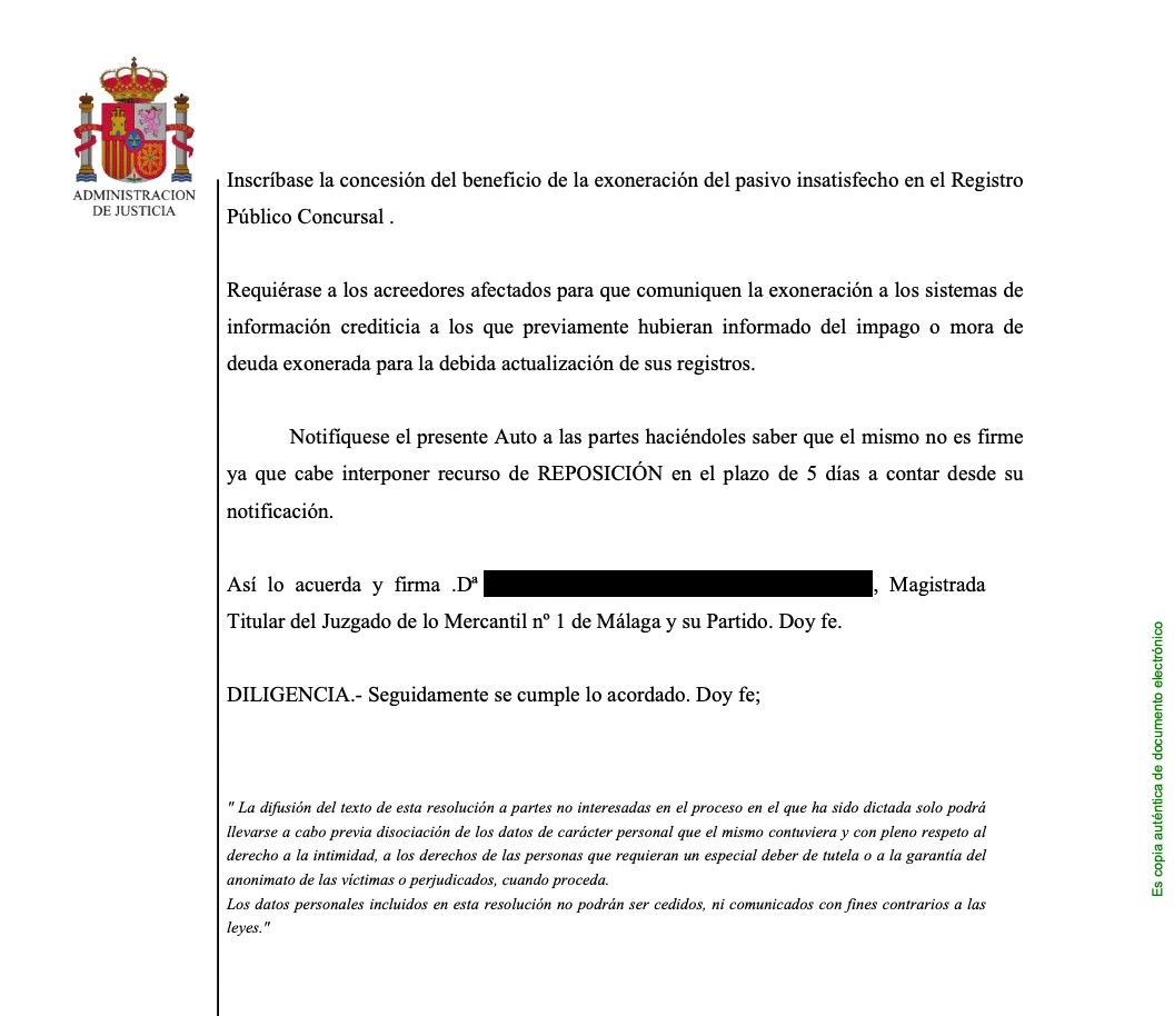 casos resueltos de ley segunda oportunidad en malaga