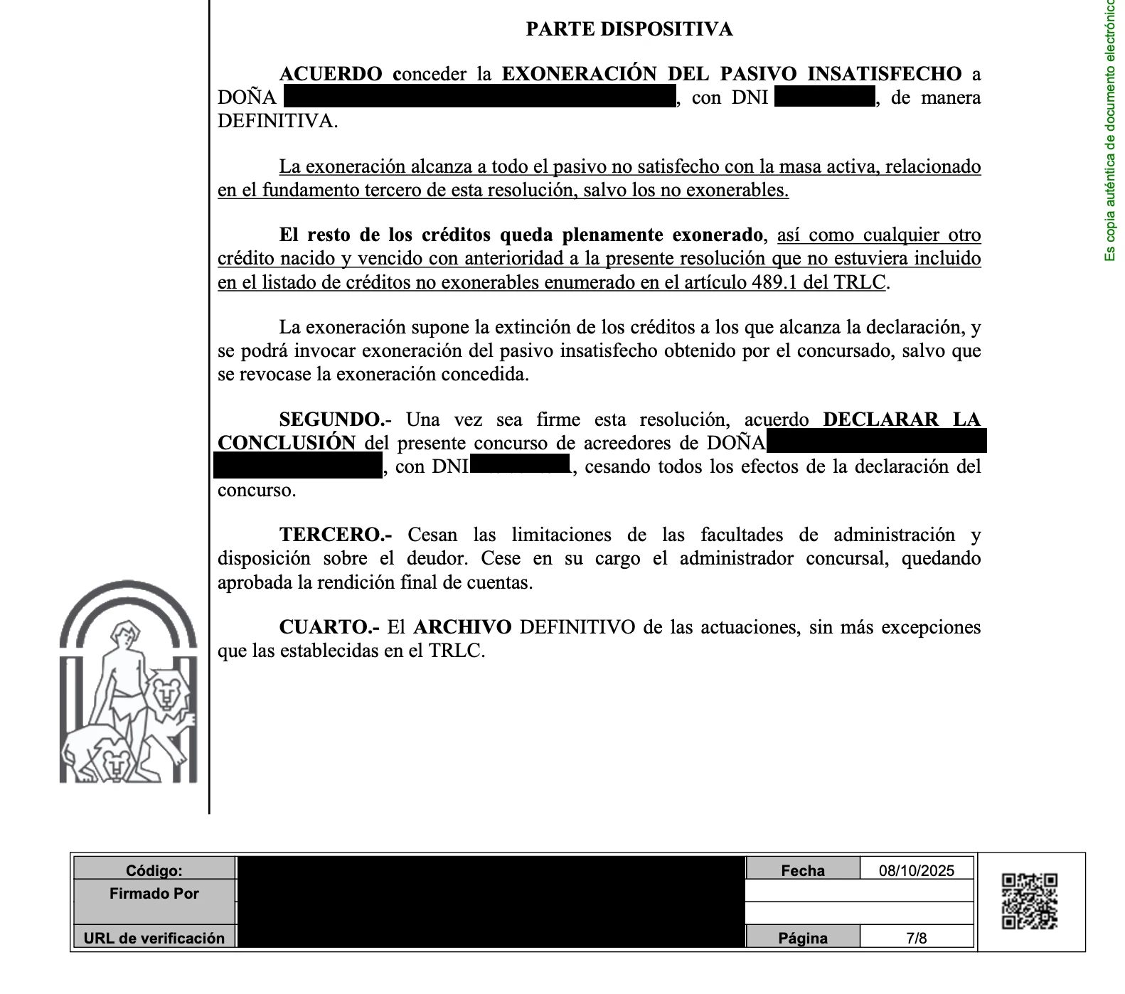 exoneracion ley segunda oportunidad malaga cualidad juridica